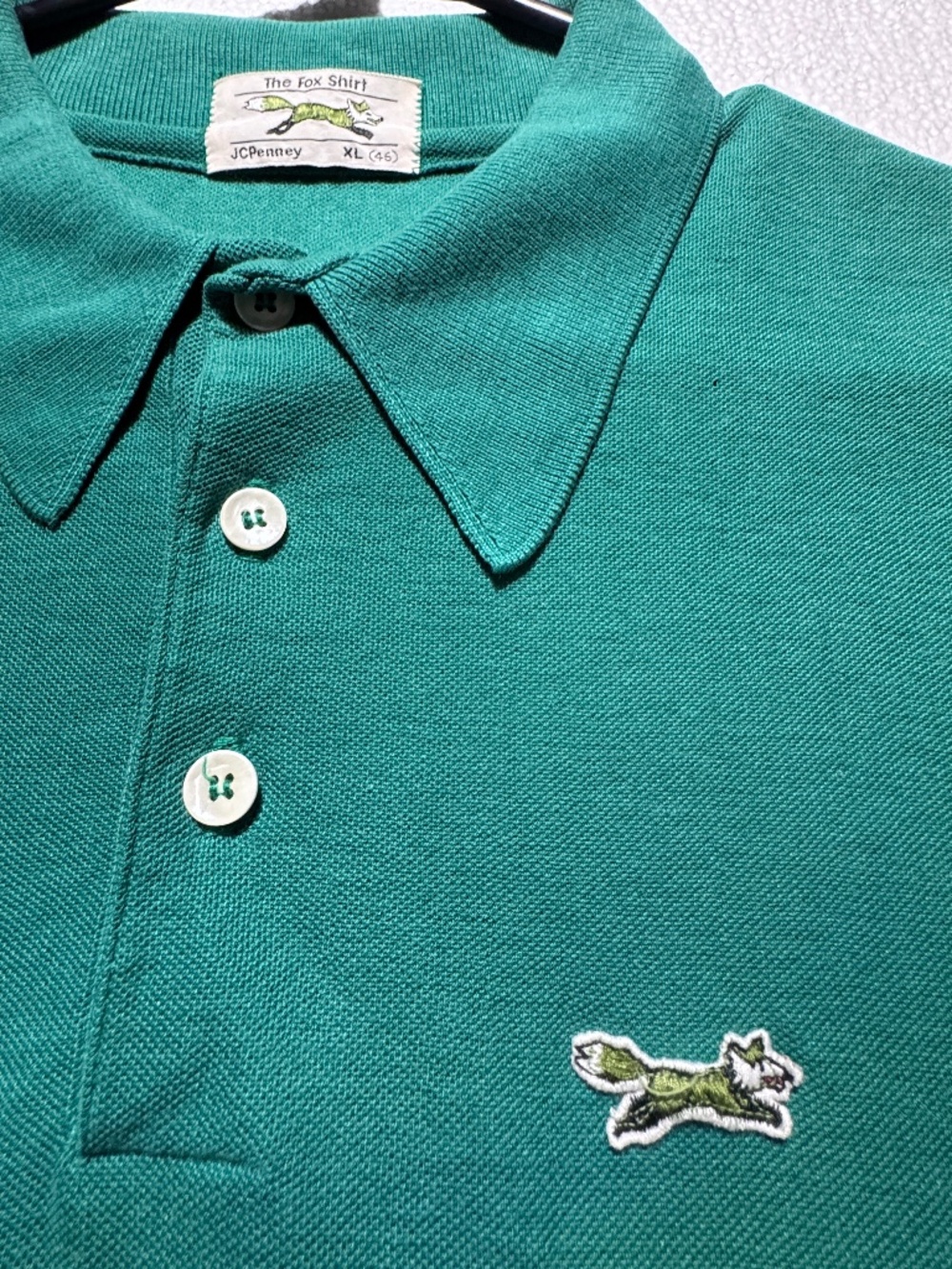 jcpenney Teal Green Polo Shirt with Fox Patch ‘79-‘83 vintage
